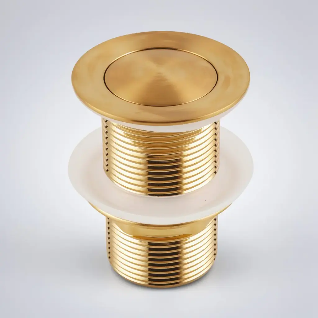 [41088] Brushed Yellow Gold32/40mm Solid Brass Basin Pop Up Waste with NO Overflow