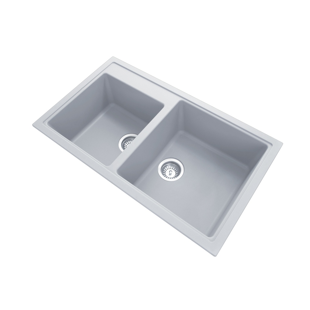 [40567] Carysil Vivaldi Concrete Grey Double Bowl Granite Kitchen Sink 860mm*500mm