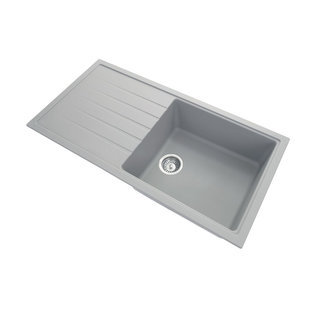 [40556] Carysil Vivaldi Concrete Grey Single Bowl with Drainer Granite Kitchen Sink 1000*500mm