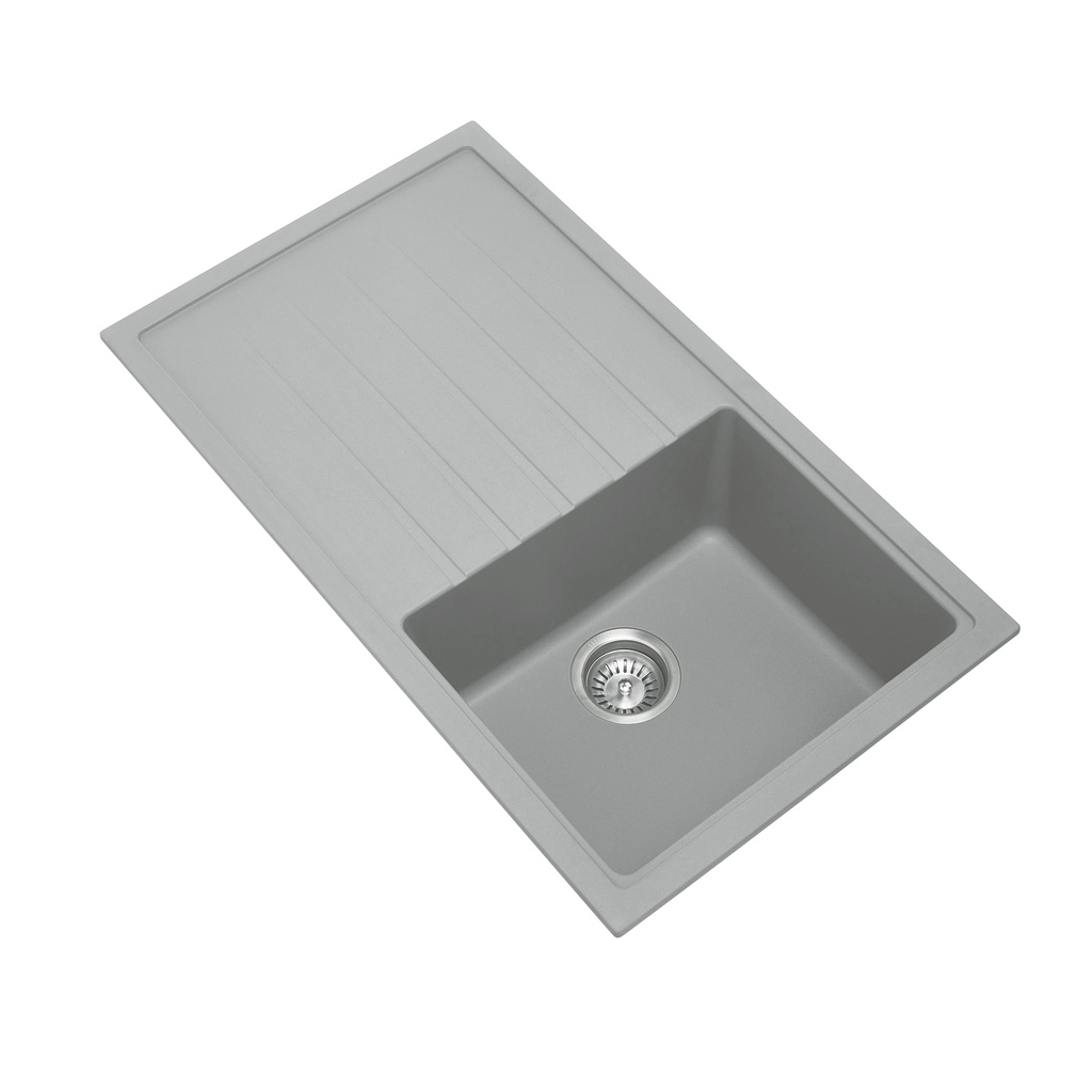[40559] Carysil Vivaldi Concrete Grey Single Bowl with Drainer Granite Kitchen Sink 860*500mm