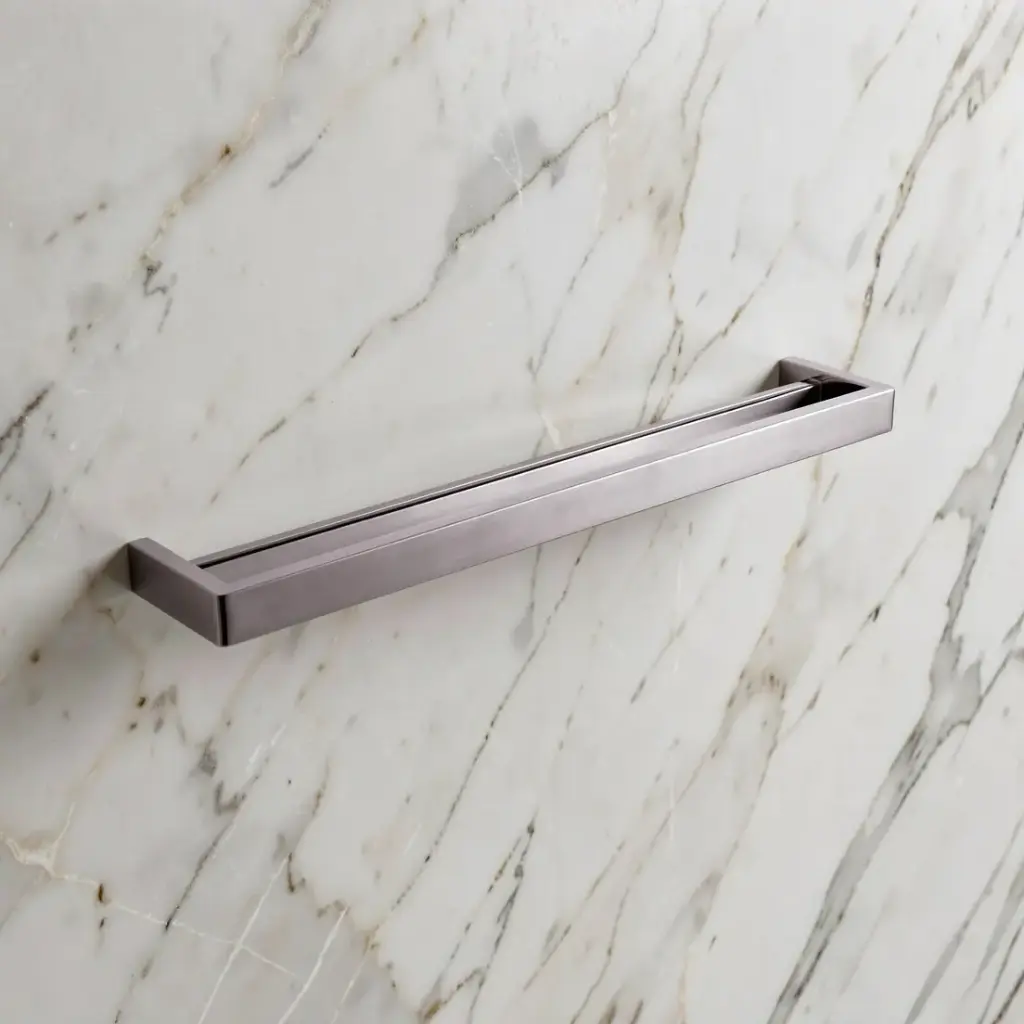 [41033] Cavallo Brushed Nickel Square Double Towel Rail 600mm