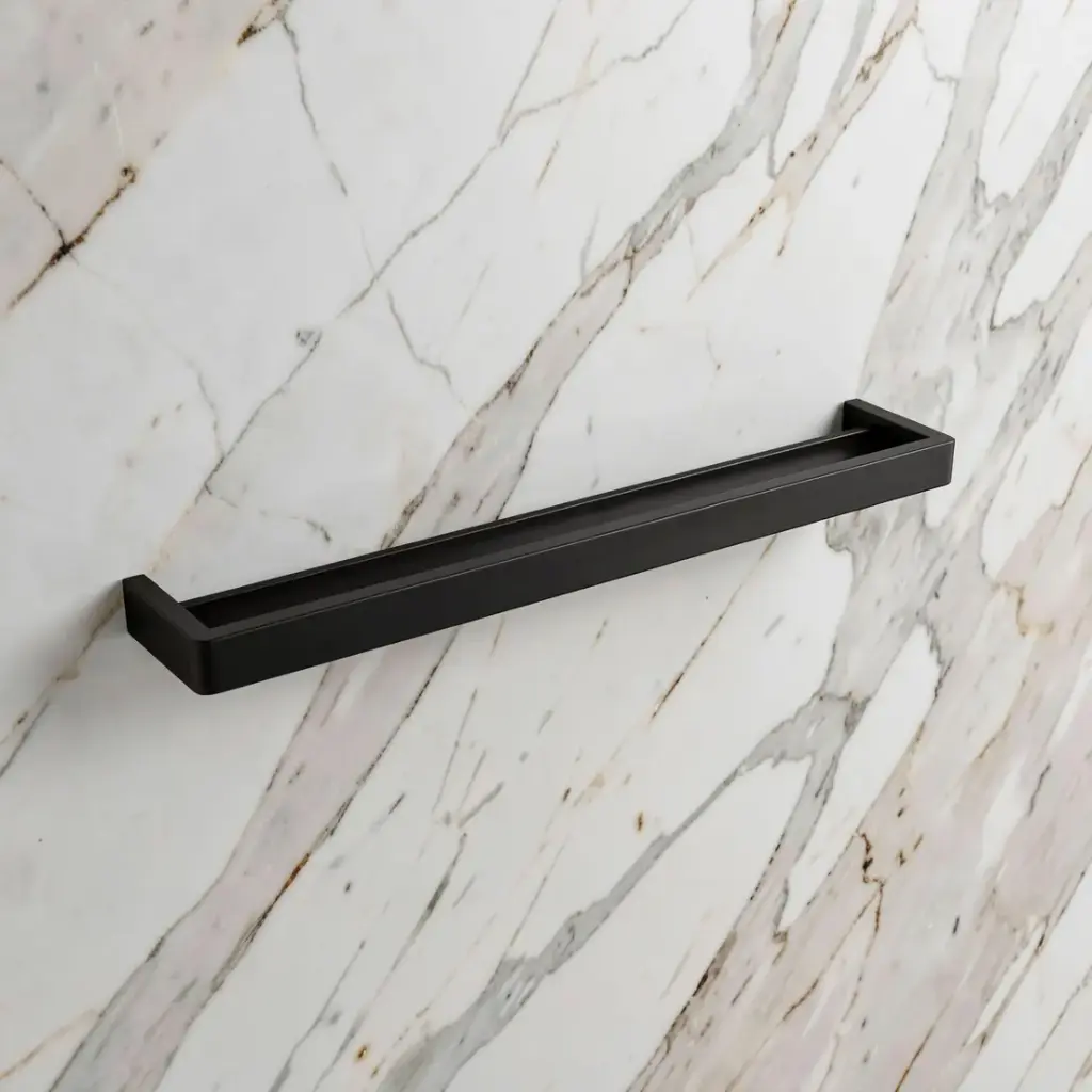 [41005] Cavallo Matte Black Square Double Towel Rail 600mm