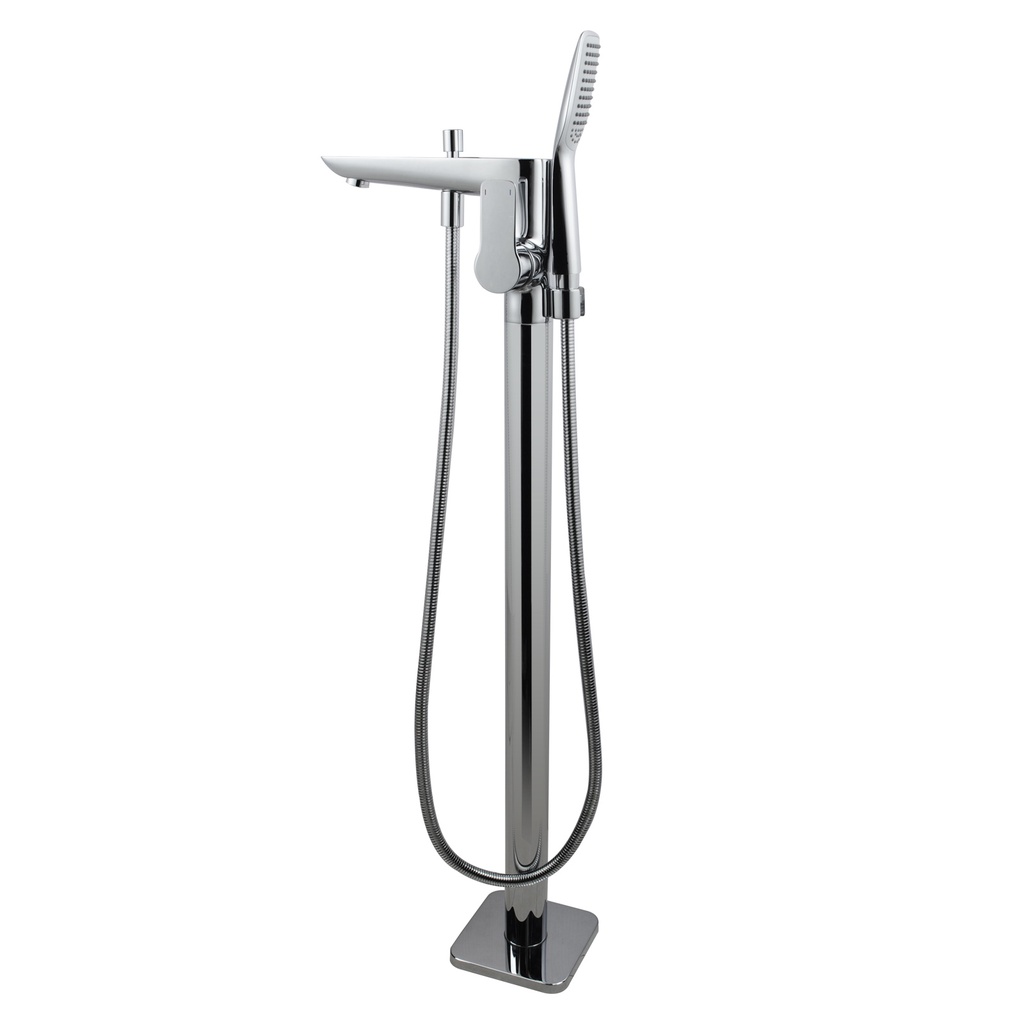 [40251] Chrome Floor Standing Mixer With Diverter & Handheld Shower(Brass)