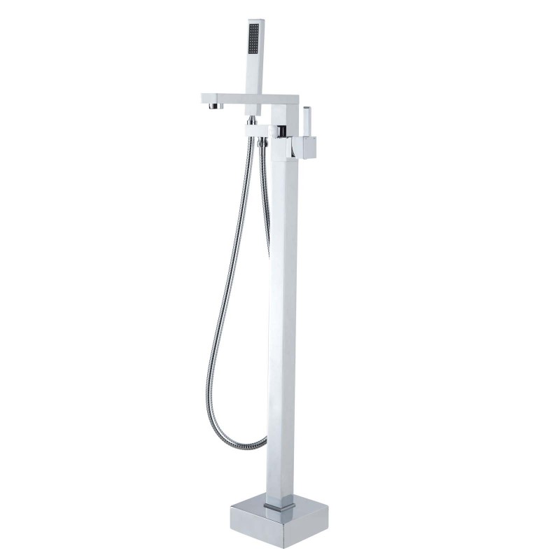 [40247] Chrome Freestanding Bath Mixer With Handheld Shower