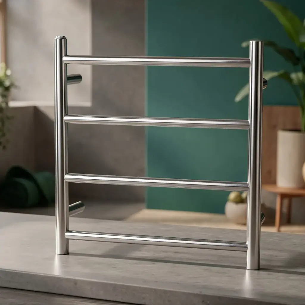 [41162] Chrome Round Electric Heated Towel Rack 4 Bars