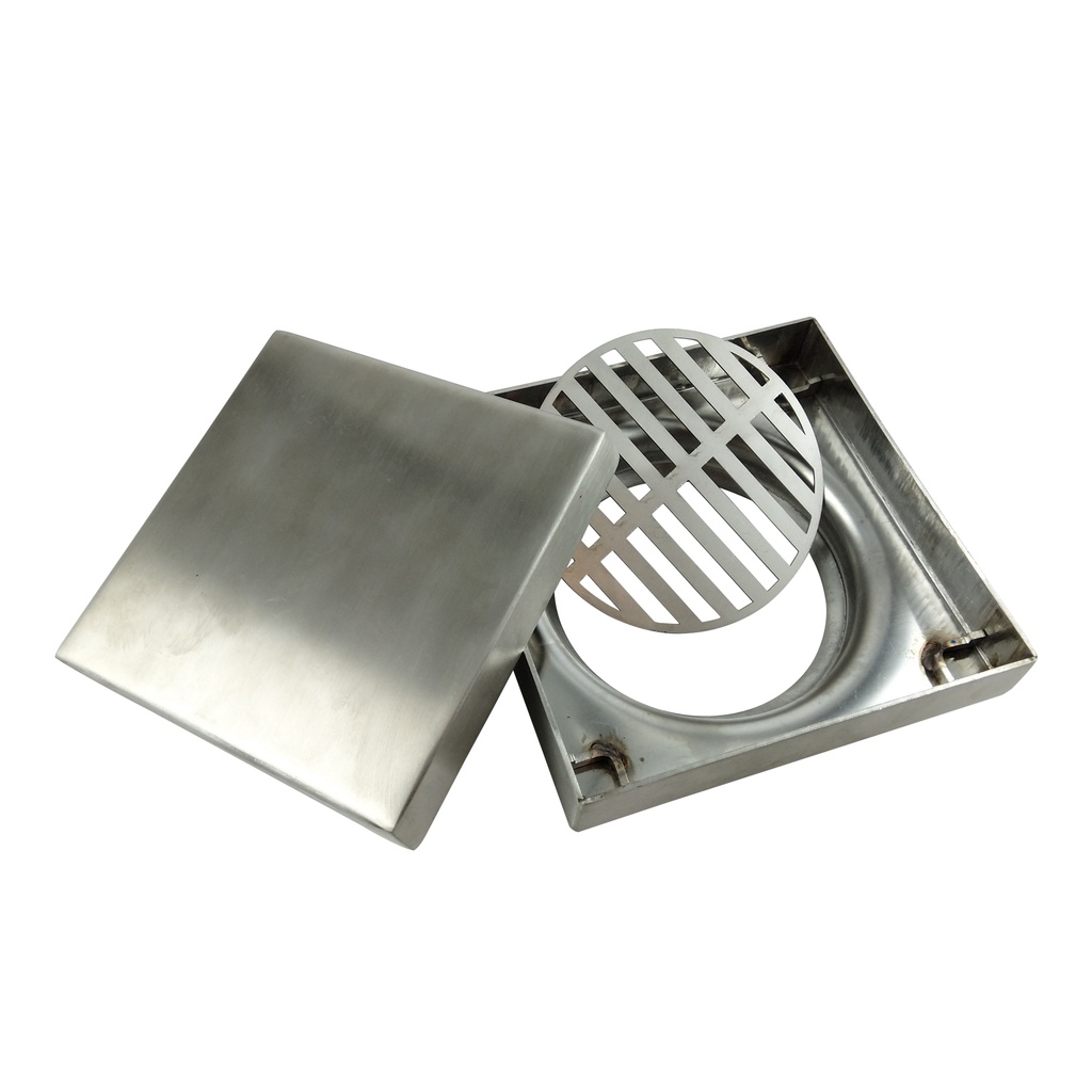 [40455] Chrome Shower Grate Floor Waste Drain Smart Insert Tile 120*120mm