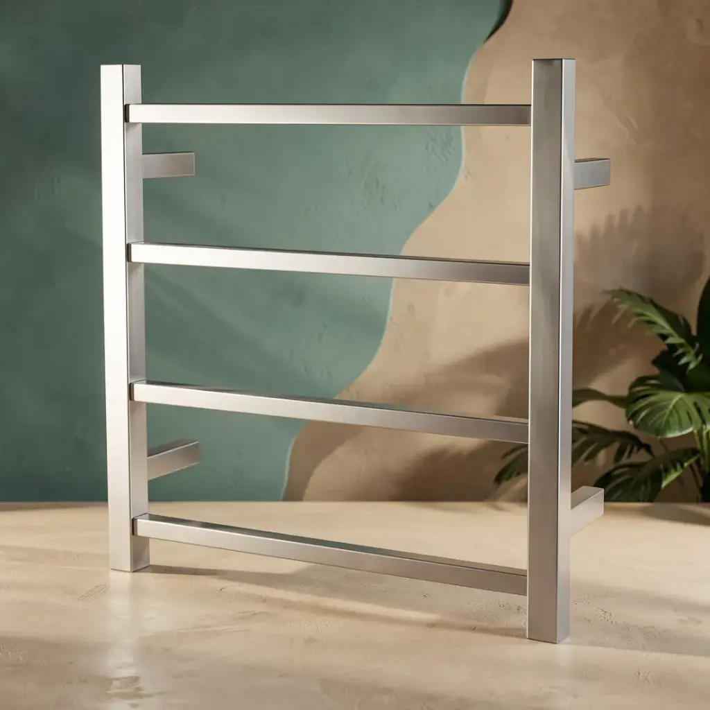 [40439] Chrome Square Electric Heated Towel Rack 4 Bars