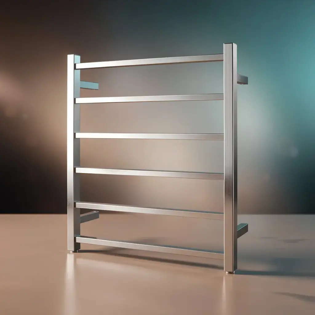 [40441] Chrome Square Electric Heated Towel Rack 6 Bars