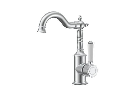 [44257] Clasico Basin Mixer Ceramic handle in Brushed Nickel