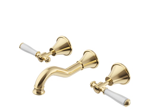 [44290] Clasico Bath Set Ceramic Hahdle Brushed Gold Lead Free