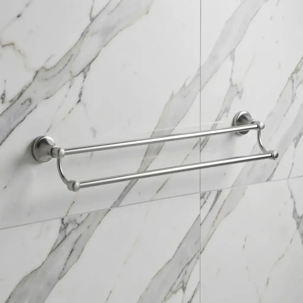 [44202] Clasico Double Towel Rail 800mm in Brushed Nickel