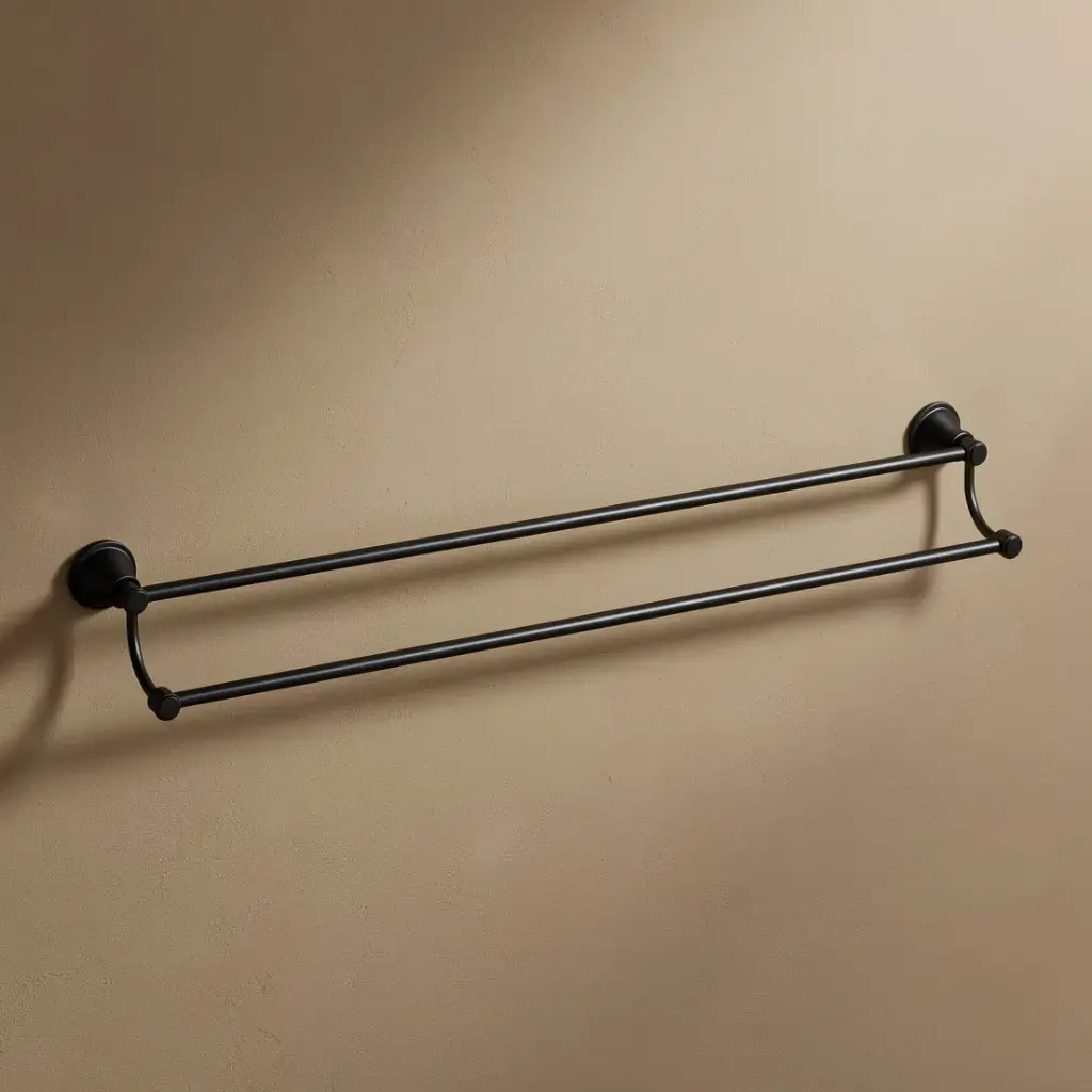 [44203] Clasico Double Towel Rail 800mm in Matt Black