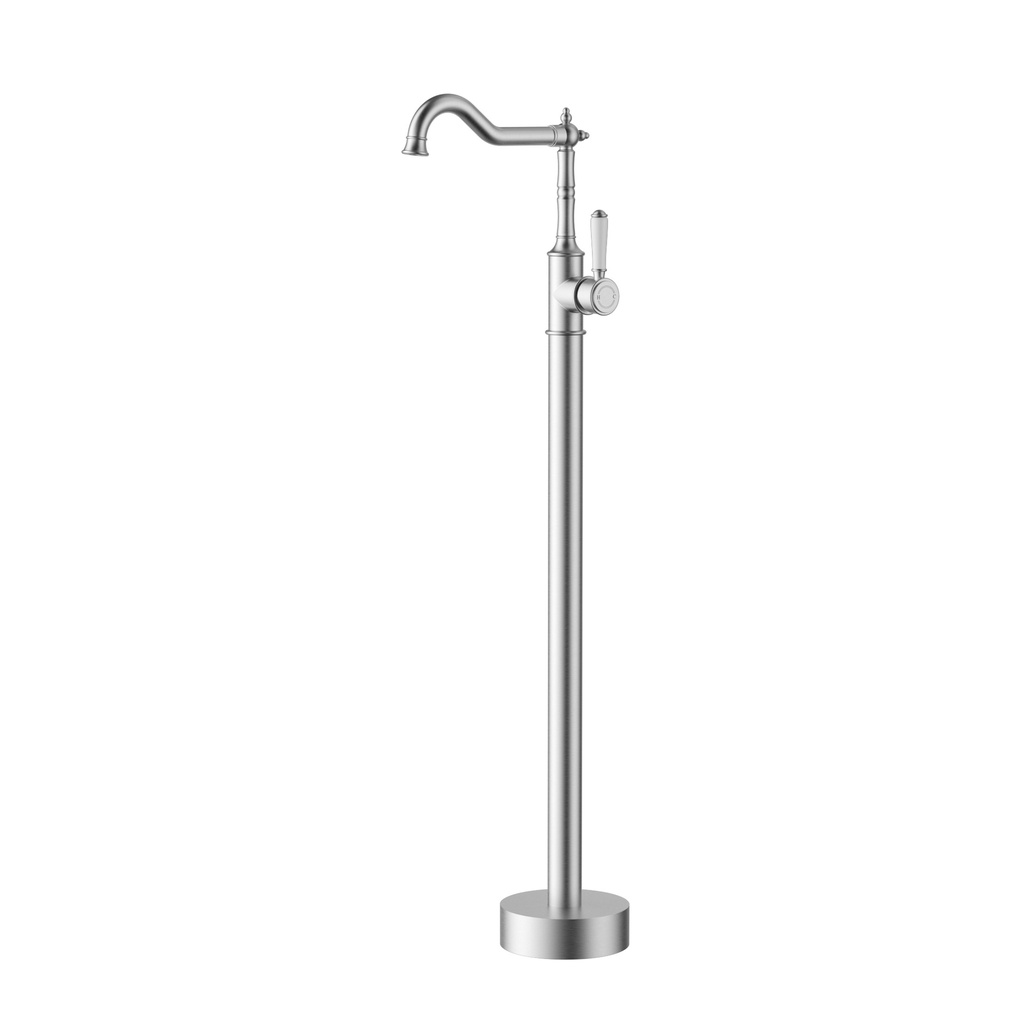 [44754] Clasico Free Standing Bath Mixer Brushed Nickel With Ceramic Handle