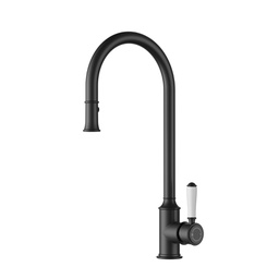 [44612] Clasico Pull-Out Sink Mixer Ceramic Handle Matt Black