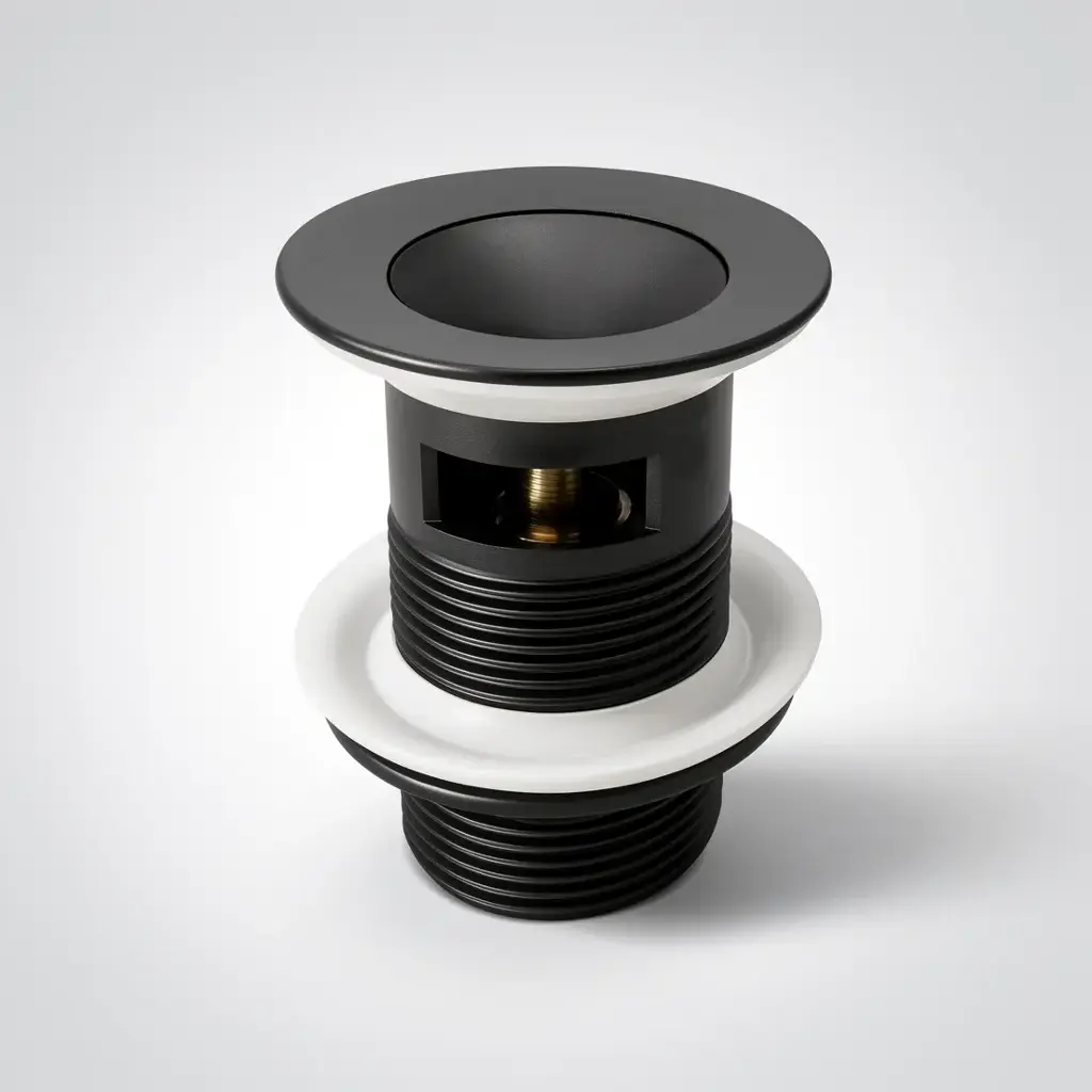 Coco Matte Black 32mm Solid Pop Up Waste With Overflow Plug Waste