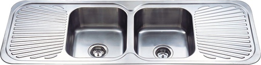 [43111] Cora Double Bowl Double Drainer Sink Abovemount One Tap Hole 1380 x 480 x 170mm(304 Stainless Steel)