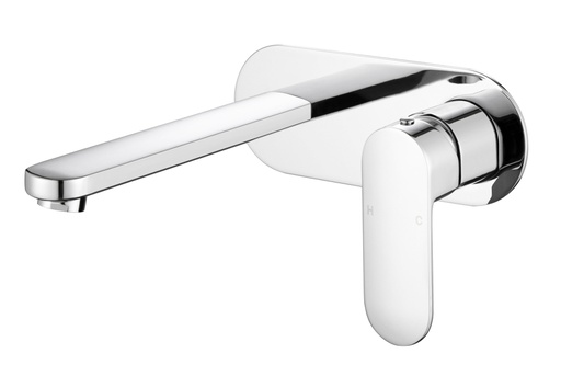 [43747] Cora Ellipse Handle Chrome Wall Basin Mixer Lead Free