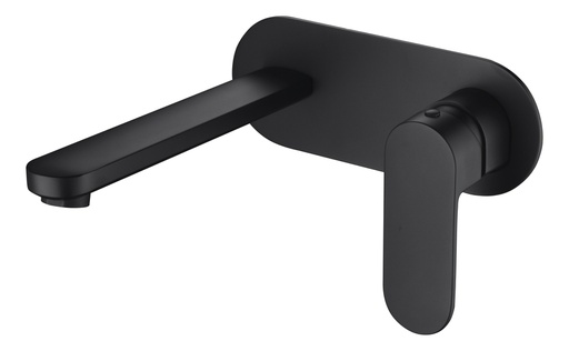 [43748] Cora Ellipse Handle Matt Black Wall Basin Mixer Lead Free