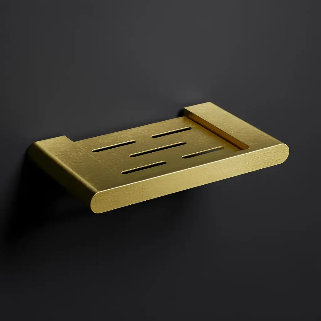 [44578] Cora Round Cornered Rectangle Soap Holder Brushed Gold