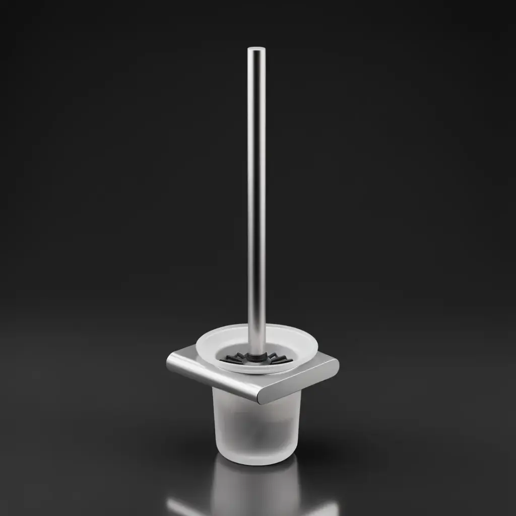 [44573] Cora Round Cornered Rectangle Toilet Brush Holder Brushed Nickel