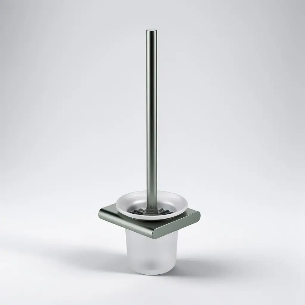 [44574] Cora Round Cornered Rectangle Toilet Brush Holder Gun Metal
