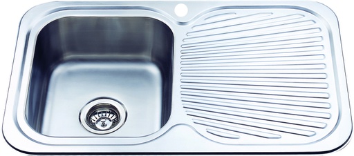 [43136] Cora Single Bowl Single Drainer Sink Abovemount One Tap Hole Left Hand Bowl 780 x 480 x 170mm(304 Stainless Steel)