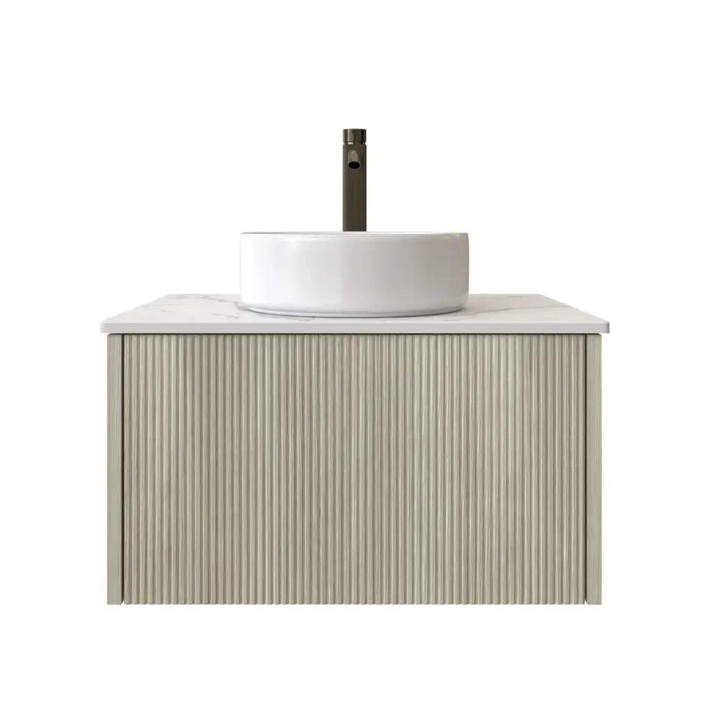 600mm Customised Kiama One Drawer Plywood Wall Hung Vanity Cabinet Only Coastal Oak