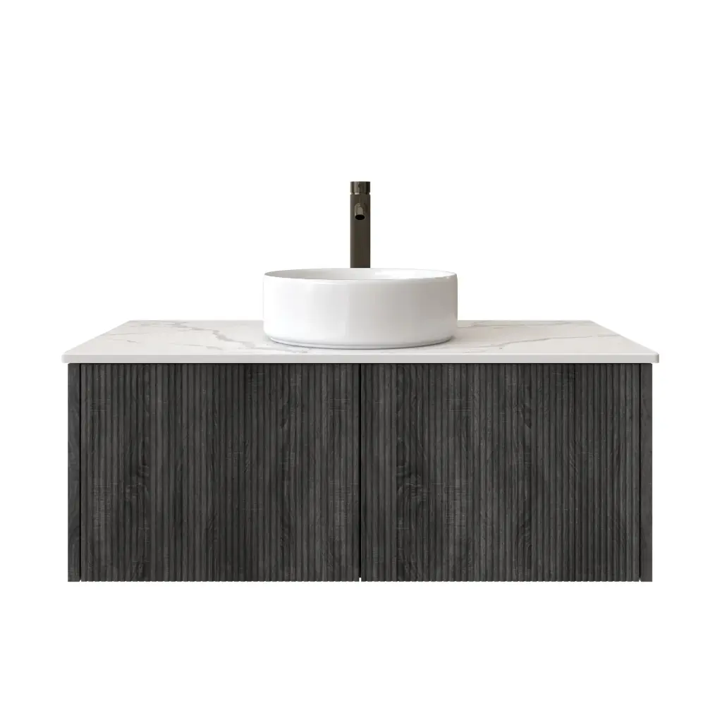 900mm Customised Kiama Two Drawers Plywood Wall Hung Vanity Cabinet Only Dark Grey