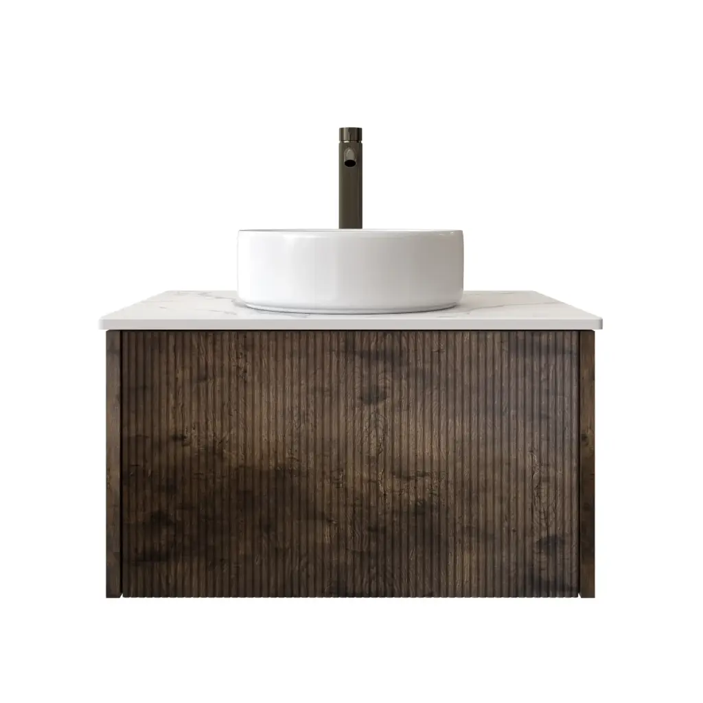 [98508/Cust-K650W-DO] 600mm Customised Kiama One Drawer Plywood Wall Hung Vanity Dark Oak