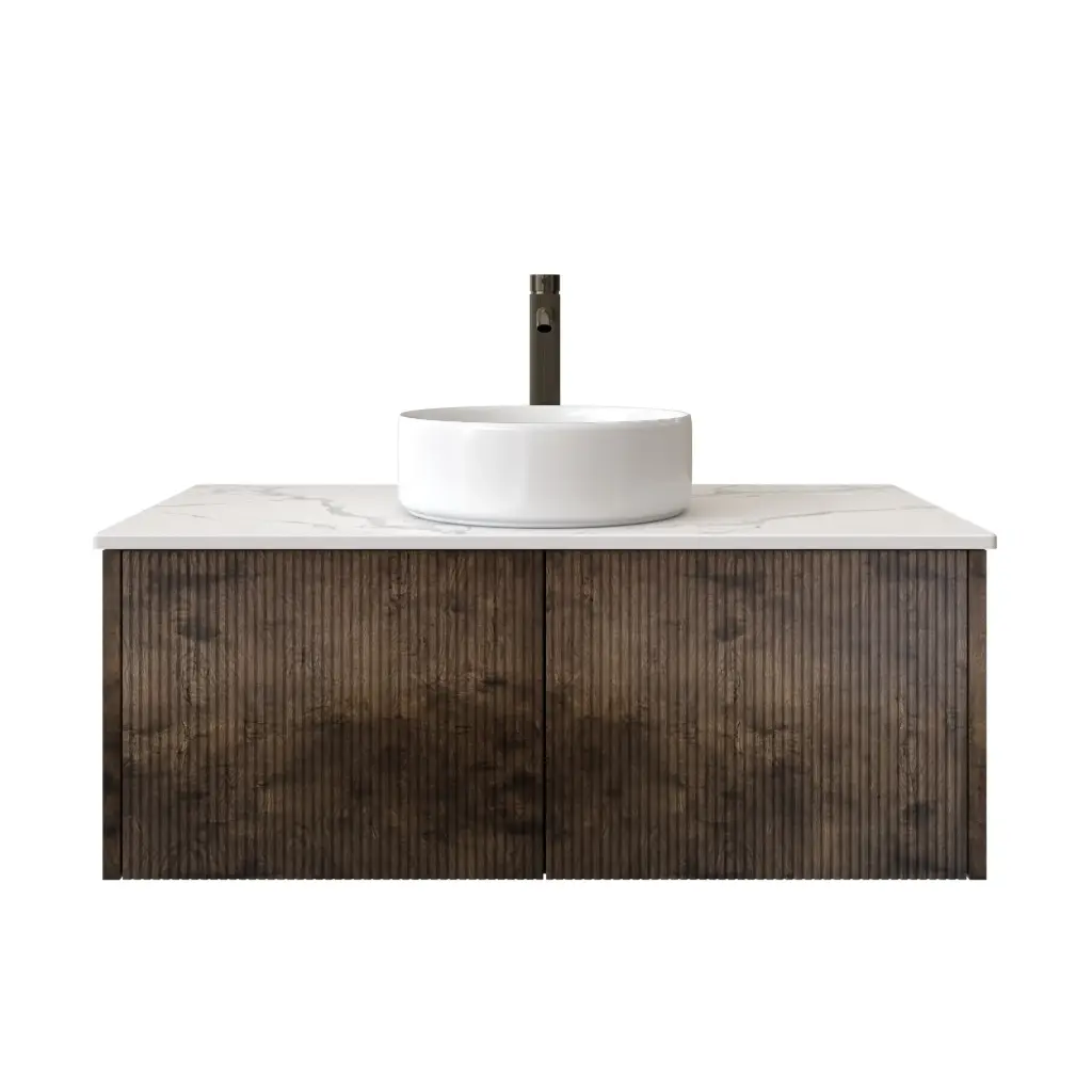 [98524/Cust-K950W-DO] 900mm Customised Kiama Two Drawers Plywood Wall Hung Vanity Dark Oak