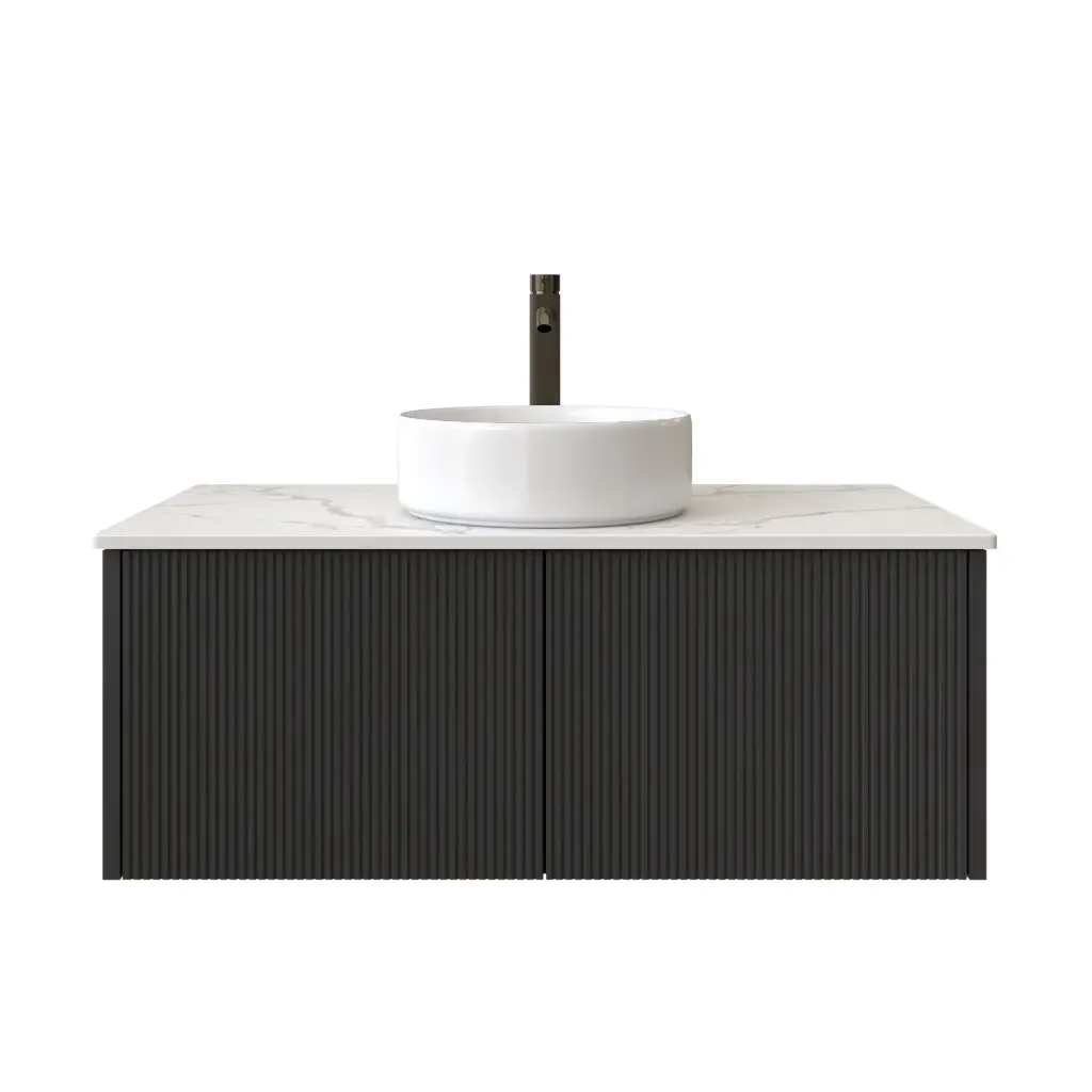900mm Customised Kiama Two Drawers Plywood Wall Hung Vanity Cabinet Only Matte Black