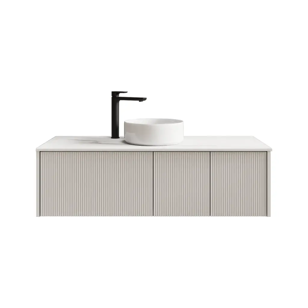 [98528/Cust-K125W-MW] 1200mm Customised Kiama Two Doors and One Drawer Plywood Wall Hung Vanity Cabinet Only Matte White