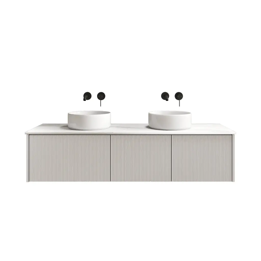 [98536/Cust-K155W-MW] 1500mm Customised Kiama Three Drawers Plywood Wall Hung Vanity Cabinet Only Matte White