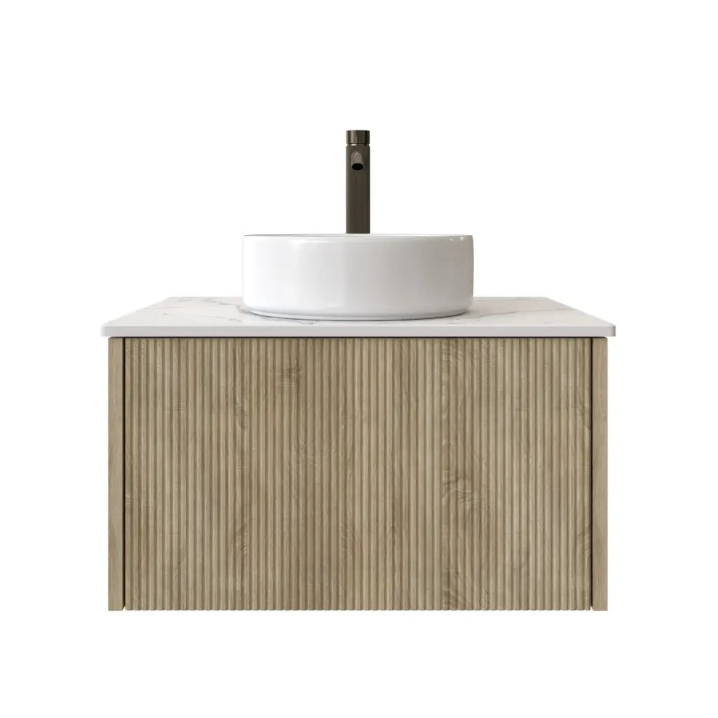 600mm Customised Kiama One Drawer Plywood Wall Hung Vanity Cabinet Only White Oak