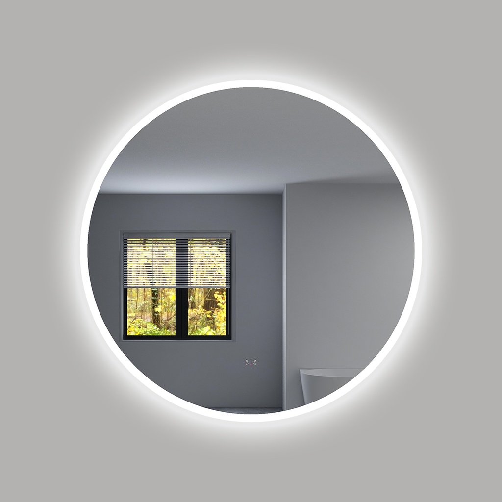 [86123/UL900M-AC] 900mm Round 3 Color Frontlit Bathroom LED Mirror With Touchless Sensor Switch