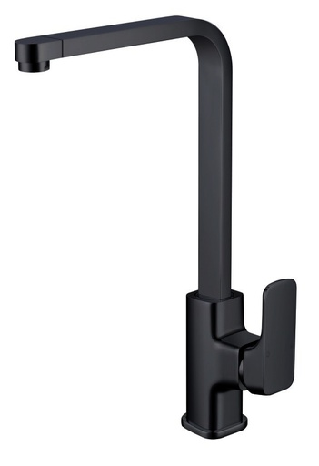 [44078] Eden Round Cornered Rectangle Handle Sink Mixer Matt Black Lead Free