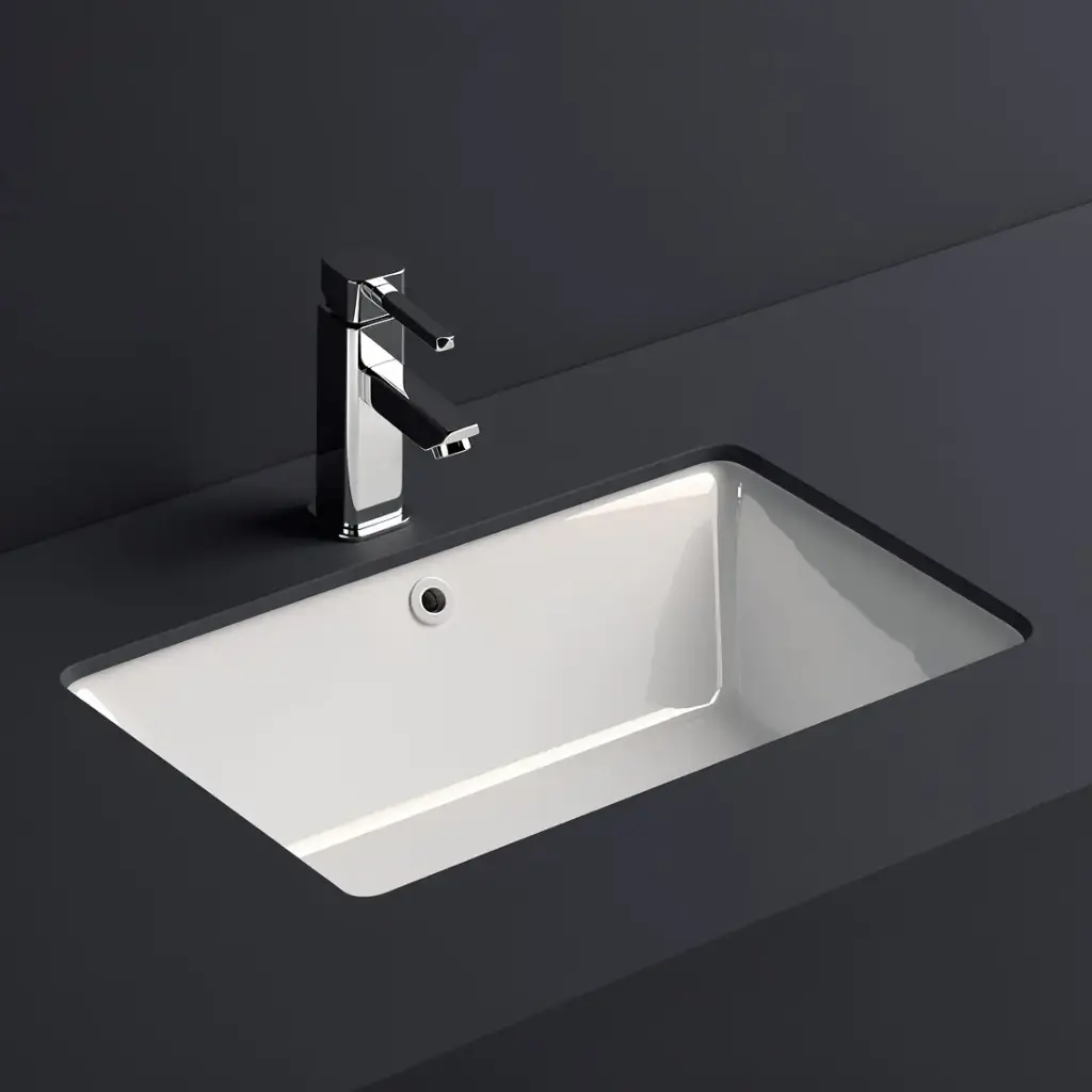 [43147] Eden Undermount Ceramic Rectangle Basin 530 x 340 x 170mm Gloss White