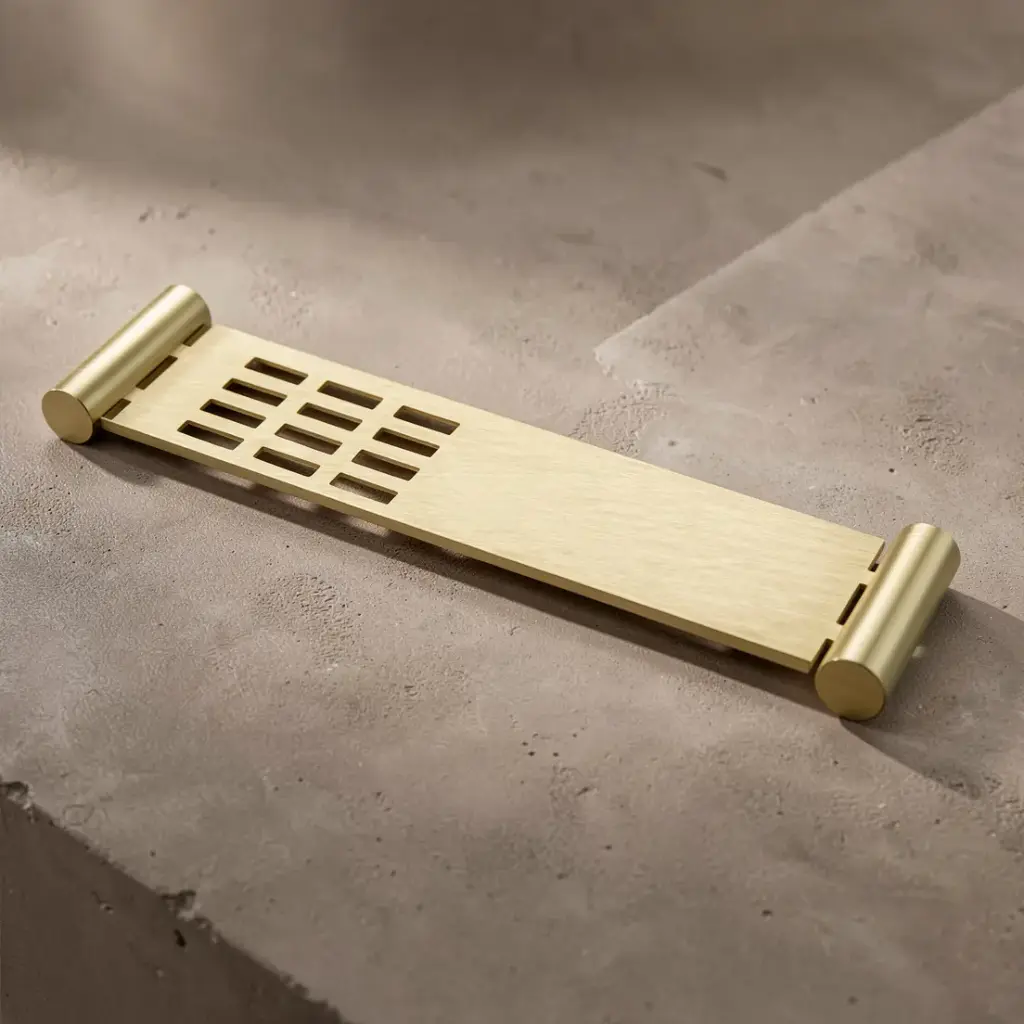 [40670] Esperia Brushed Yellow Gold Towel Shelf