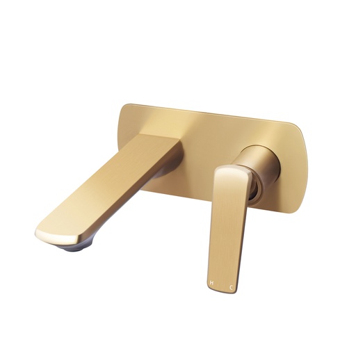[40652] Esperia Brushed Yellow Gold Wall Mixer With Spout