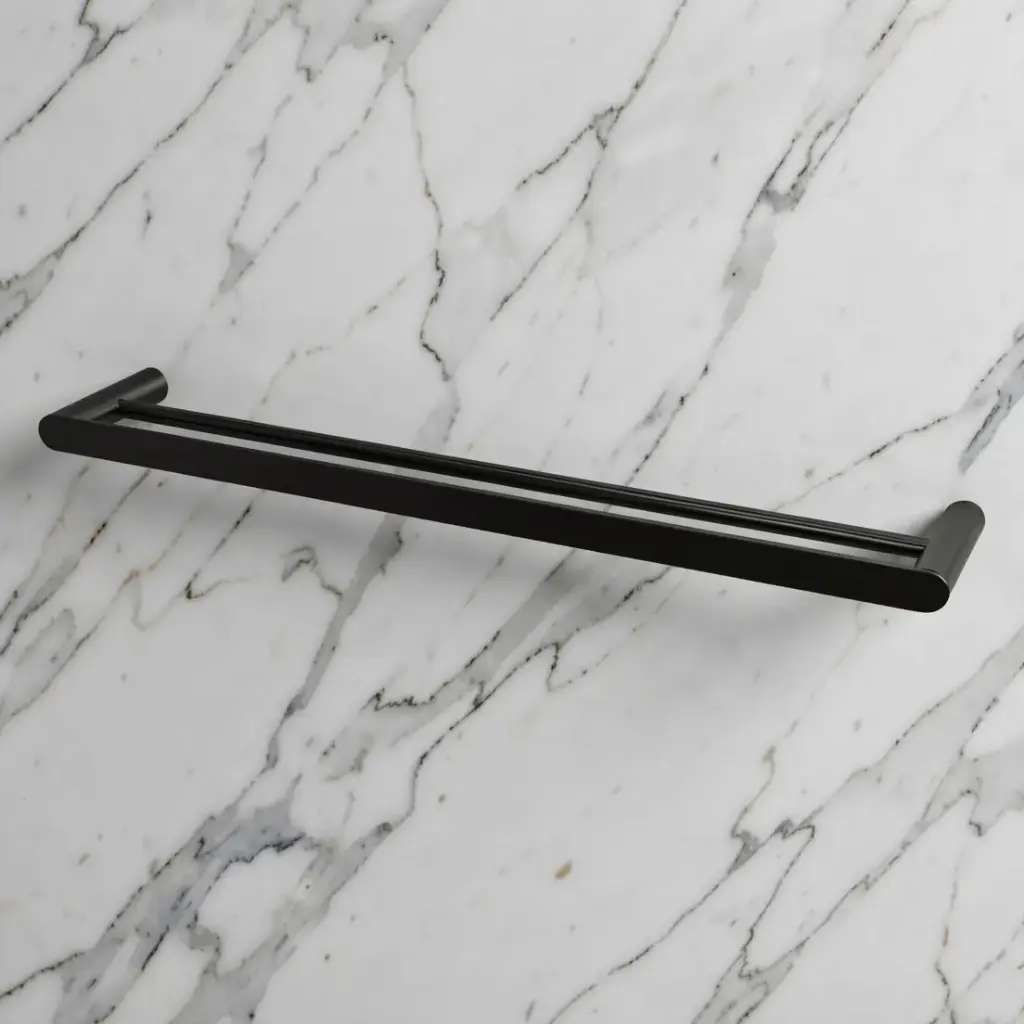 [40635] Esperia Matte Black Double Towel Rail 600mm