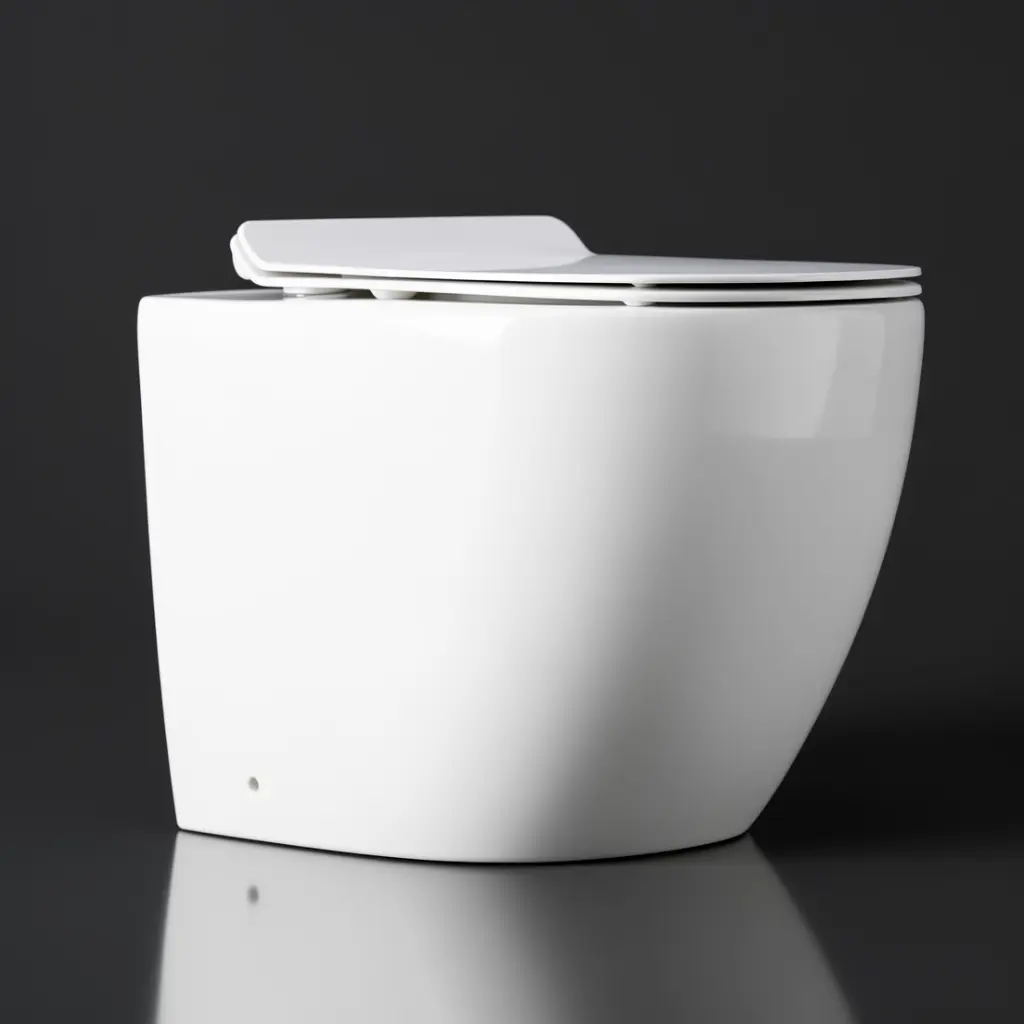 [71007/FST-EDEN] Floor Pan Rimless Gloss White Flushing Toilet Gloss White P-trap Roughing -in