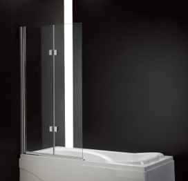 [89010/OBM4] Frameless Over Bath Screen Double Swing Panel 945*1420mm 6mm Toughened Glass(Chrome)