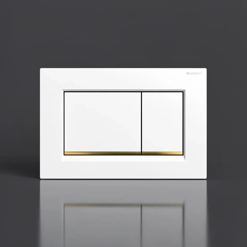 [50216] Geberit Sigma30 White Plate With Gold Trim