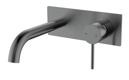 [43220] Hali Gunmetal Wall Basin Mixer With Curved Spout Lead Free