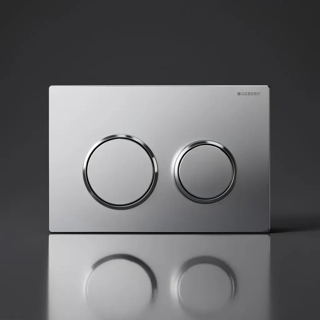 [50204] Kappa 21 Dual Flush/Access Plate (ABS) Matt Chrome Plate And Buttons With Bright Chrome Rings