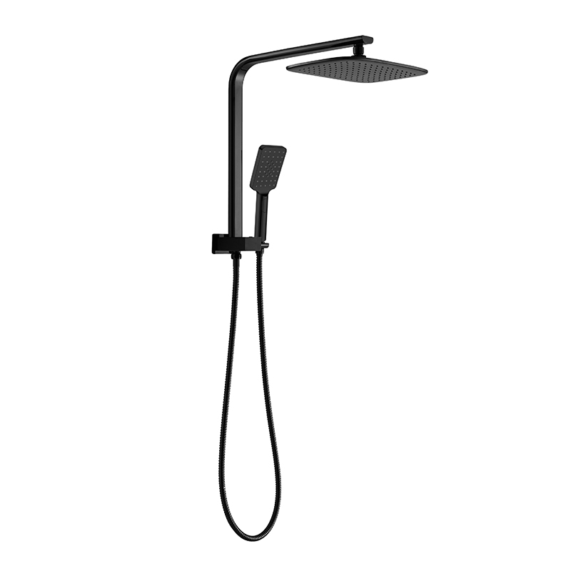 [55073] Kasten Matte Black 3 Spray Hand Shower With Overhead Rain Shower Half Rail
