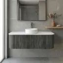 Kiama 1200mm Dark Grey Two Drawers Curved Wall Hung Vanity Cabinet Only
