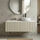 Kiama 1200mm Coastal Oak One Right Drawer One Left Door Wall Hung Vanity Cabinet Only