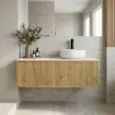 Kiama 1200mm Prime Oak One Left DrawerOne Right Door Wall Hung Vanity Cabinet Only