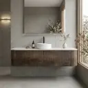 1500mm Kiama Dark Oak Two Drawers Curved Wall Hung Vanity Cabinet Only